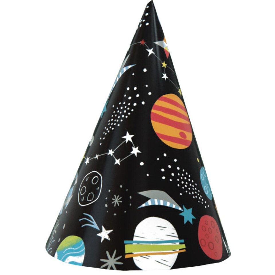 image 1 of Outer Space Party Cone Hats - Pack of 8