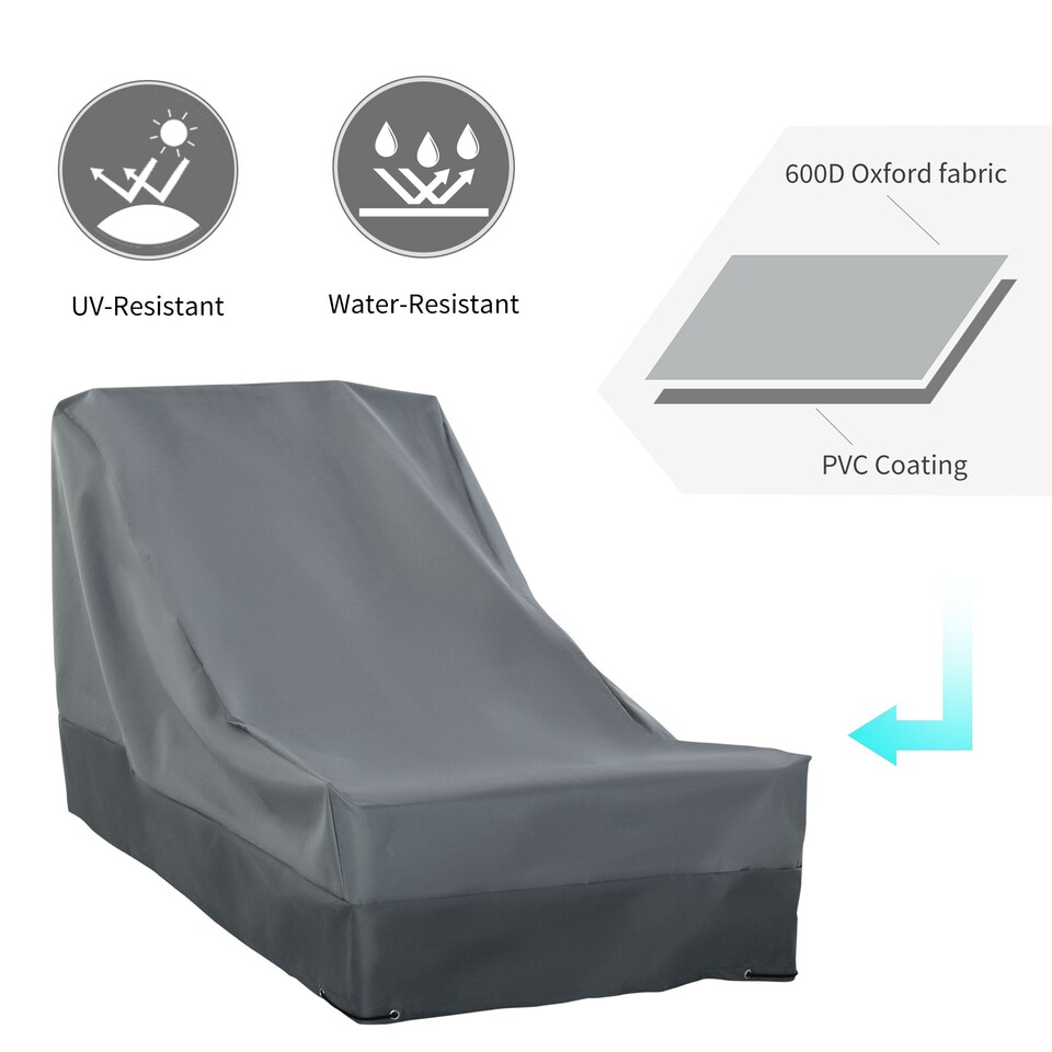 image 1 of Outsunny 200x86x82cm Patio Furniture Cover for Chairs Water Resistant Protection | Grey | Dark grey, Light grey | 200cmx86cmx82cm