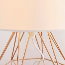 ValueLights Modern Copper Metal Basket Cage Touch Table Lamp With White Shade