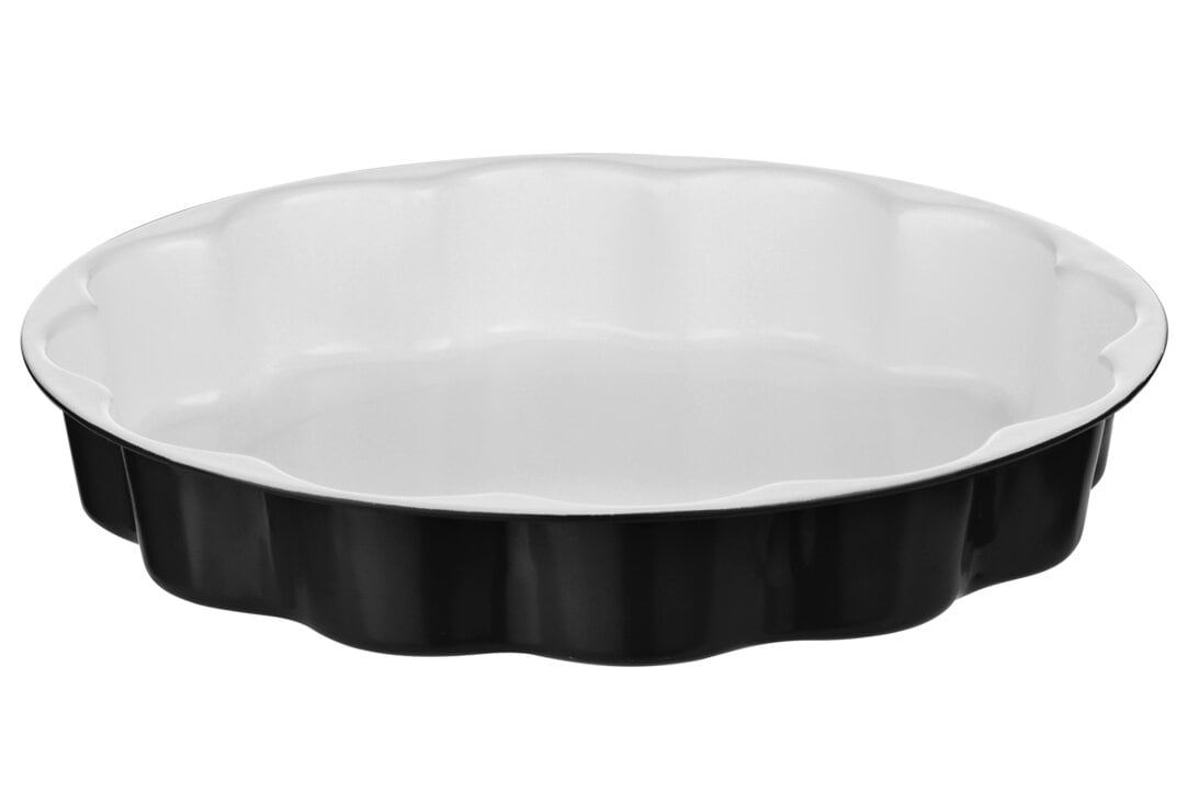 Orsina Functional Design Black Flan Dish, Non-Stick Carbon Steel Fluted Bakeware For Tarts & Quiches, Durable Oven