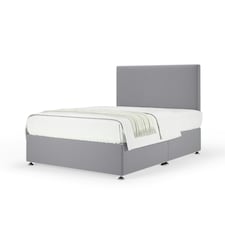 Majestic 1000 Pocket Sprung Silver Plush Velvet Divan Set And Valencia Headboard Single
