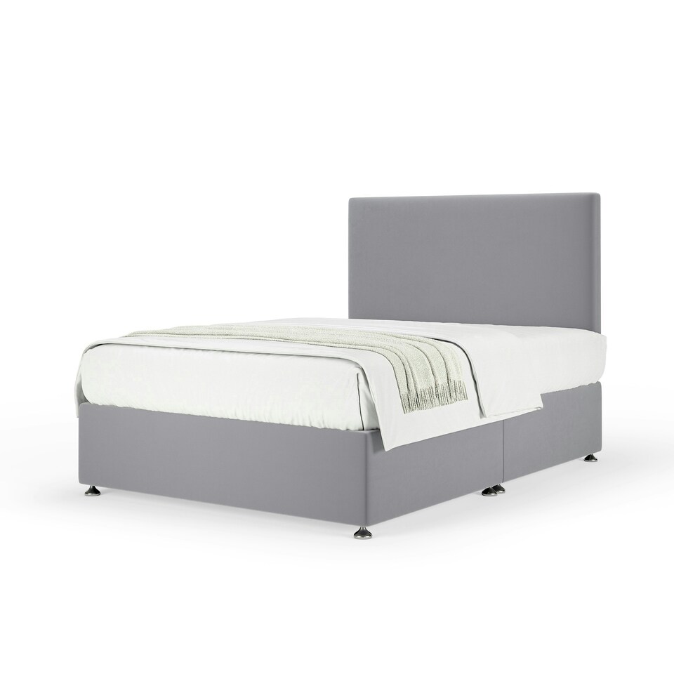 image 1 of Majestic 1000 Pocket Sprung Silver Plush Velvet Divan Set And Valencia Headboard Single