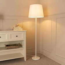 ValueLights Charlie White Floor Lamp White Taper Shade 