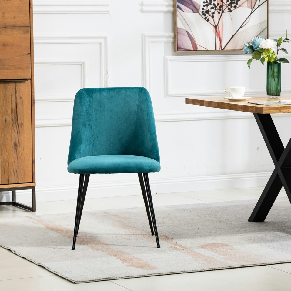 image 1 of Morandi Velvet Dining Chairs - Set of 2 - Teal