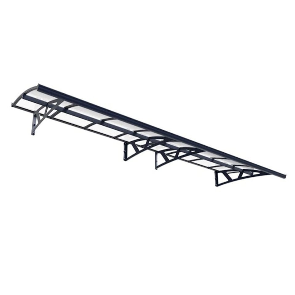 image 1 of Patio Cover Amsterdam Door Awning Canopy 4460 Clear - Acrylic - L447 x W139 x H33 cm - Grey Grey