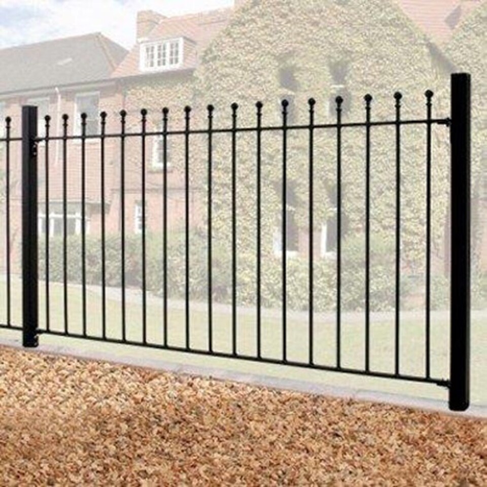 Manor Higher Fence Panel - Solid Steel - FIts Gap of 1830 mm x 1220 mm High - Electro Galvanised/Black Powder Coated Black