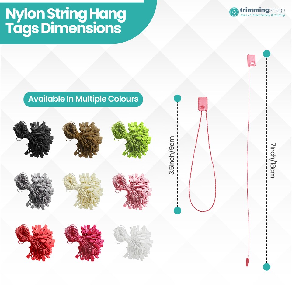 image 1 of 7 Inch Plastic String Tags, Nylon Label Snap Lock - 100pcs