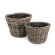 image 1 of Set of 2 Tapered Rattan Round Planter with Plastic Lining