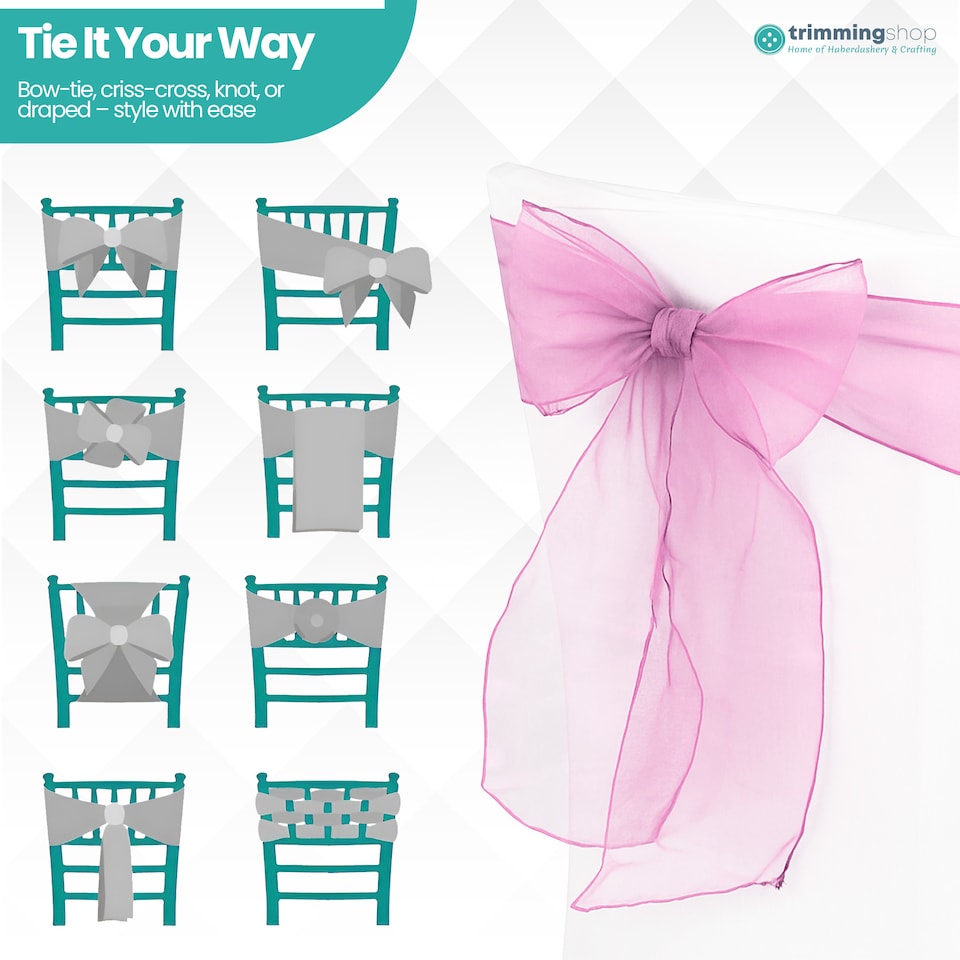 image 1 of 17 x 280cm Organza Chair Sashes, Sheer Sash Ties - 1pc