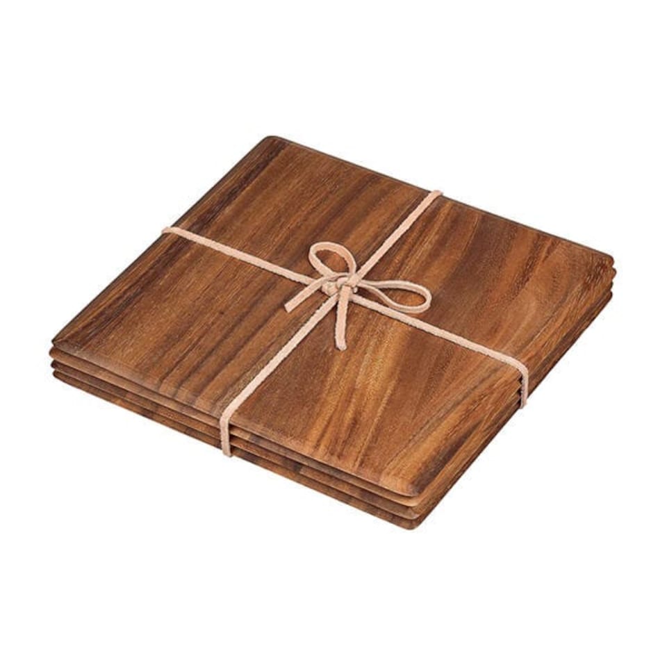 image 1 of Tala Set of 4 Lacquered Acacia Square Boards Table Mats