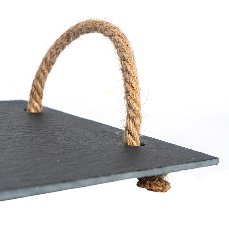 image 1 of Argon Tableware Slate Serving Tray with Rope Handles - 40 x 20cm | Grey | Grey