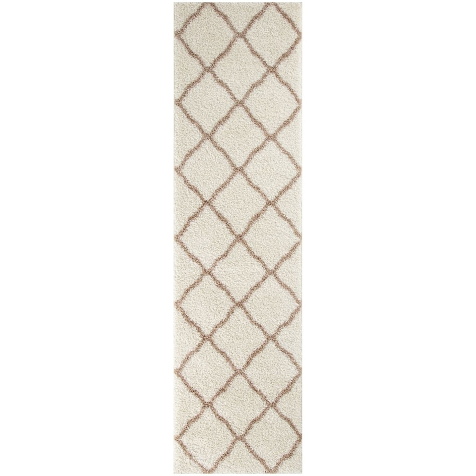 image 1 of The Rugs Moroccan Collection Soft High Pile Shaggy Lattice Floor Rugs and Runners Living Room
