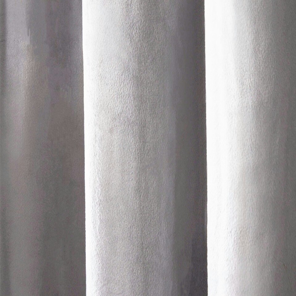 image 1 of OHS Capri Matte Super Soft Velvet Lined Eyelet Curtains, 90x90" - Silver