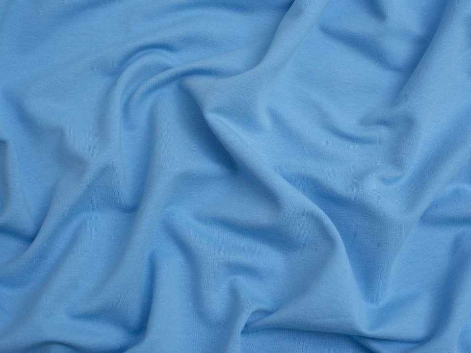Minerva Core Range Blue Light Loop Back French Terry Stretch Knit Fabric for Dressmaking, 150cm / 59" Wide - per metre