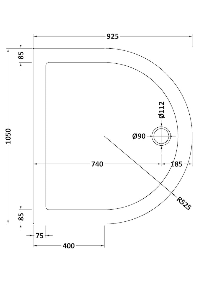image 1 of Balterley Premium D Shape Shower Tray | White | White | 1