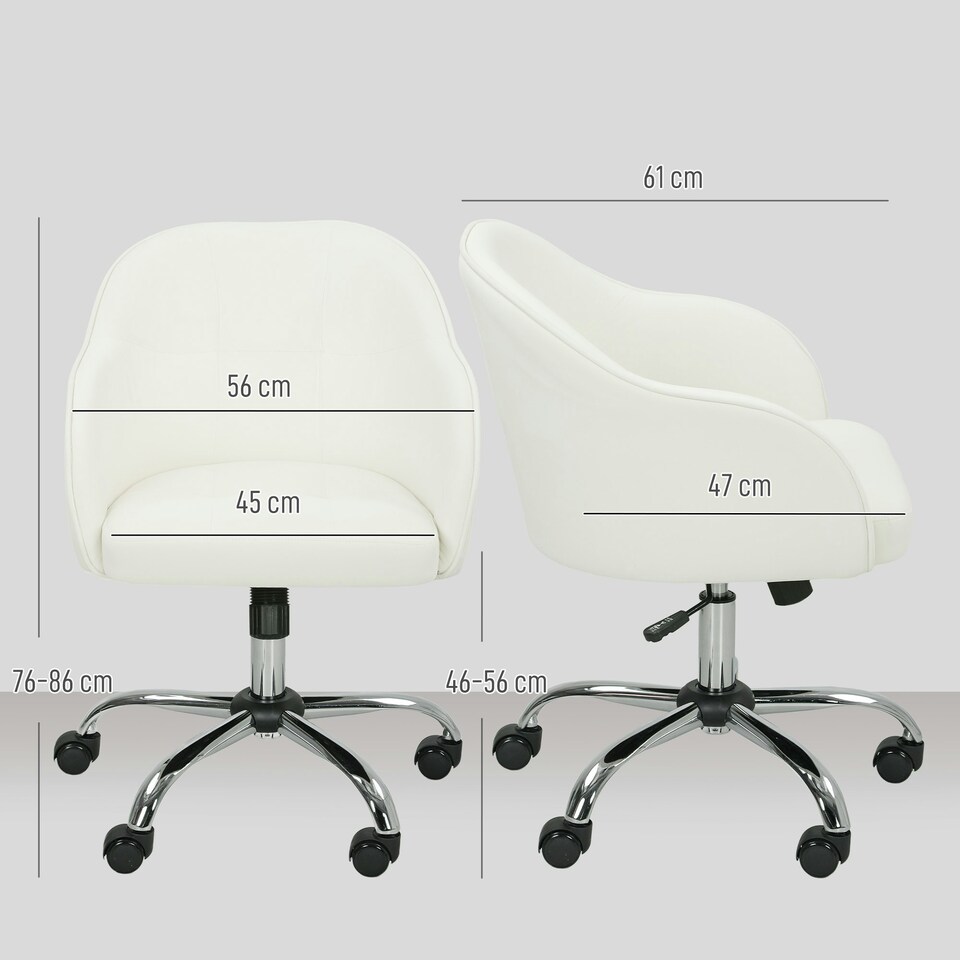 image 1 of HOMCOM Vanity Chair for Desk, with Height Adjustable, Wheels, Cream Cream