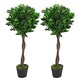 image 1 of Pair of 90cm (3ft) Twisted Stem Artificial Topiary Bay Laurel Ball Trees | Green | 3ft