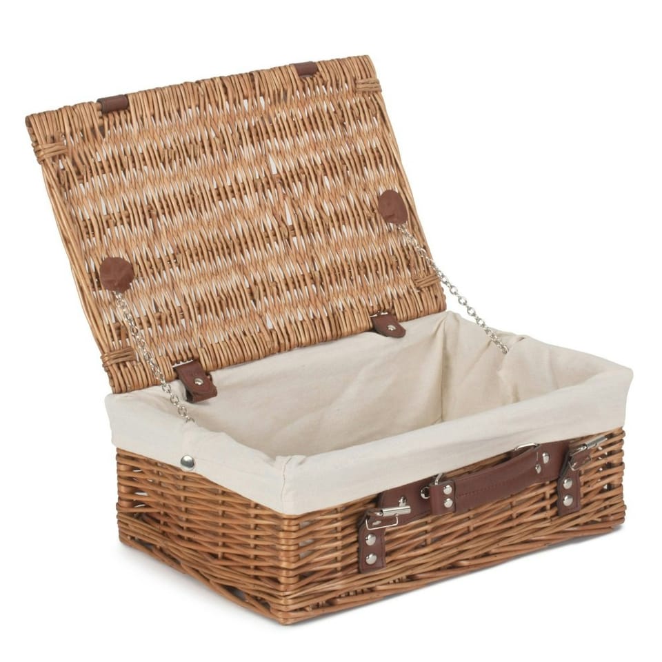 image 1 of 36cm Double Steamed Wicker Picnic Basket with Lining Red | Red | One Size