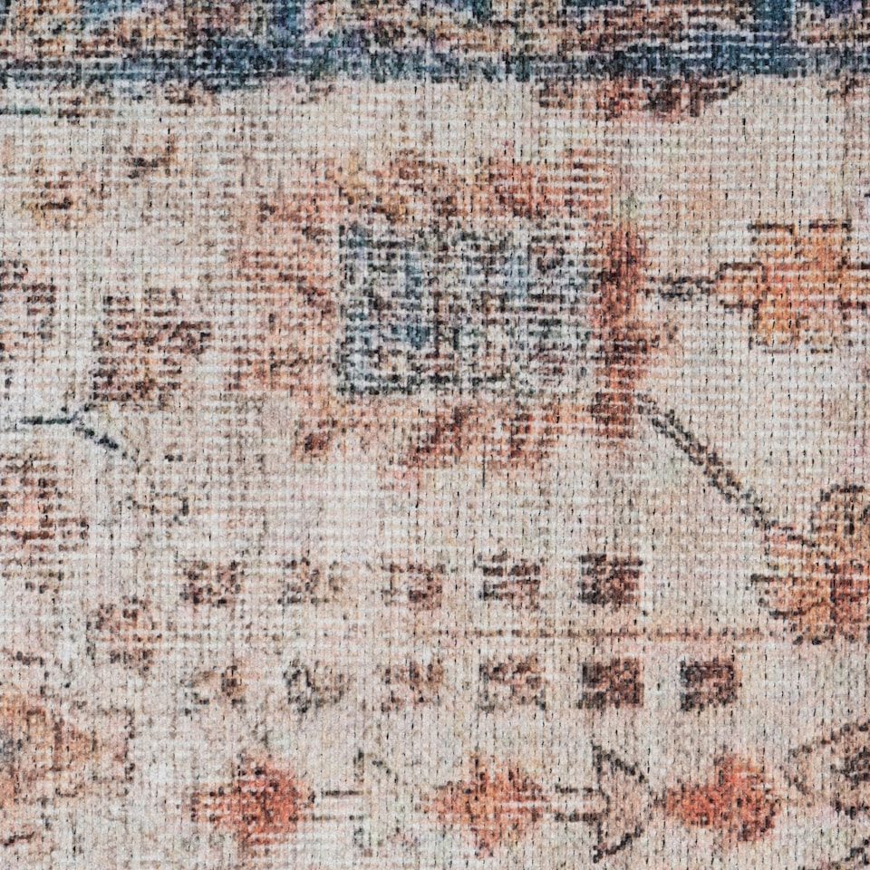 image 1 of KUKOON Blue Beige Traditional Floral Bordered Non Slip Washable Low Pile Rug 240cm x 330cm Multi