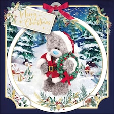Bear In Santa Suit 3D Christmas Card With Keepsake Bauble Style Plaque