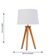 image 6 of Set of 2 Dark Oak Table Lamp or Bedside Lights with White Gold Shades | Brown | White | Large | 2
