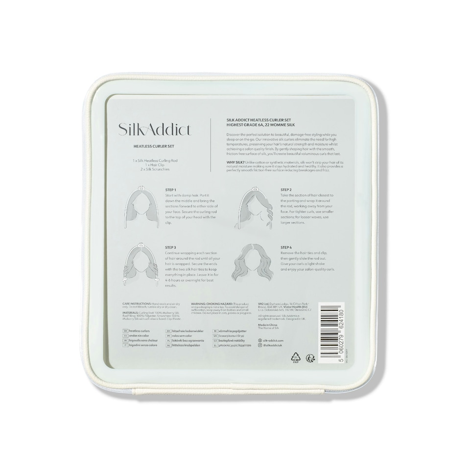 image 1 of Silk Addict 100% Mulberry Silk Heatless Curlers Set - Ivory