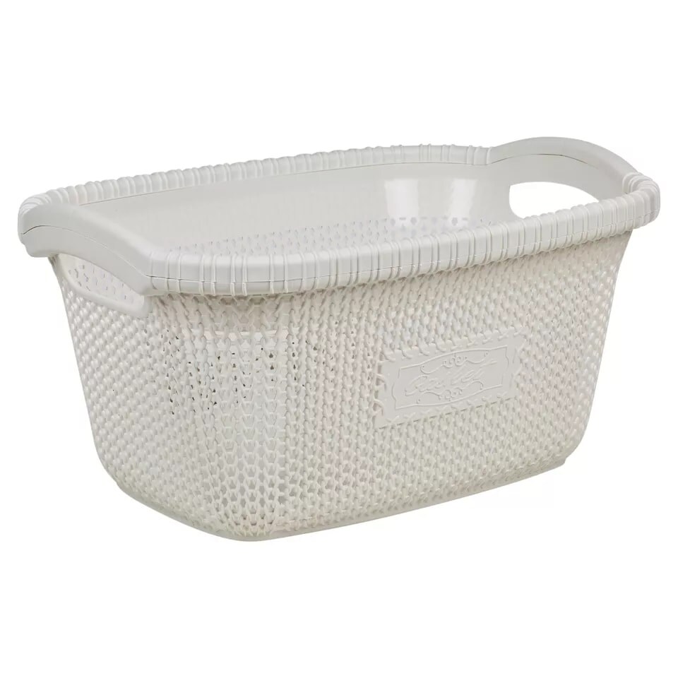 image 1 of 30L Violetta Laundry Baskets with Handles | White | 1