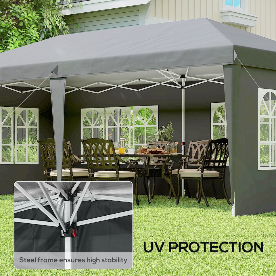 image 1 of Outsunny 3 x 6m Heavy Duty Gazebo Marquee Party Tent with Storage Bag Grey | Grey | Grey | 585 cm x 295 cm x 270 cm | 1