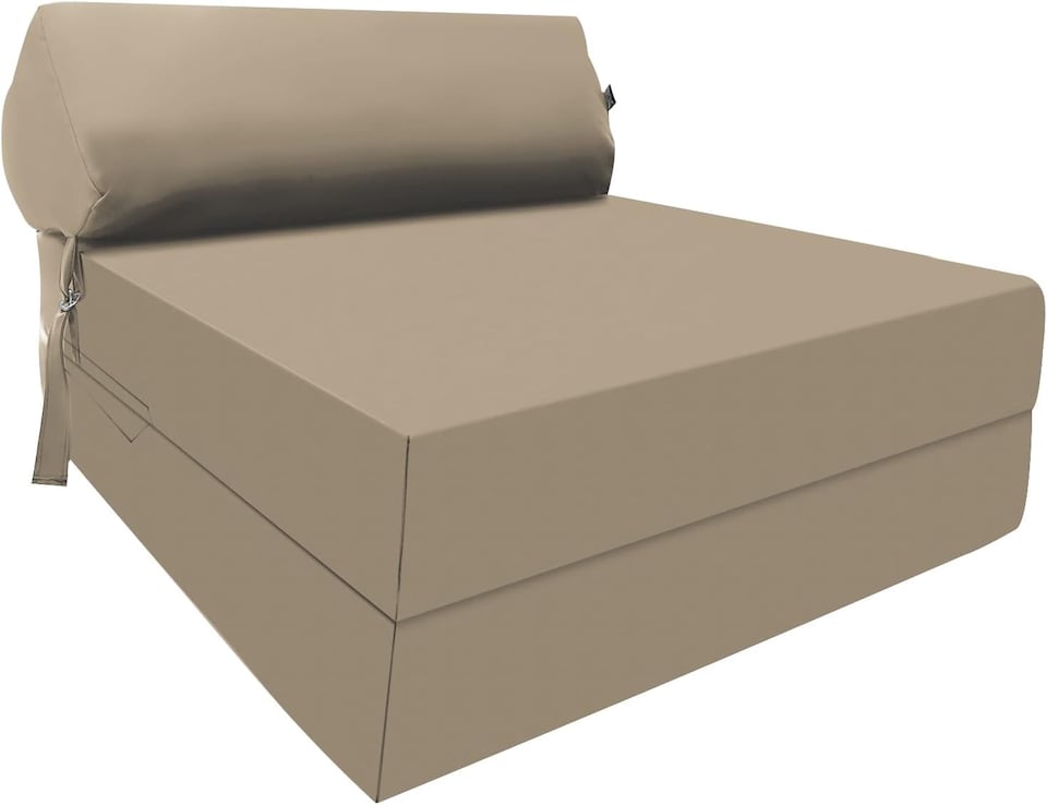 image 1 of Fold Out Z Bed Chair Sofa Lounger With Pillow Beige