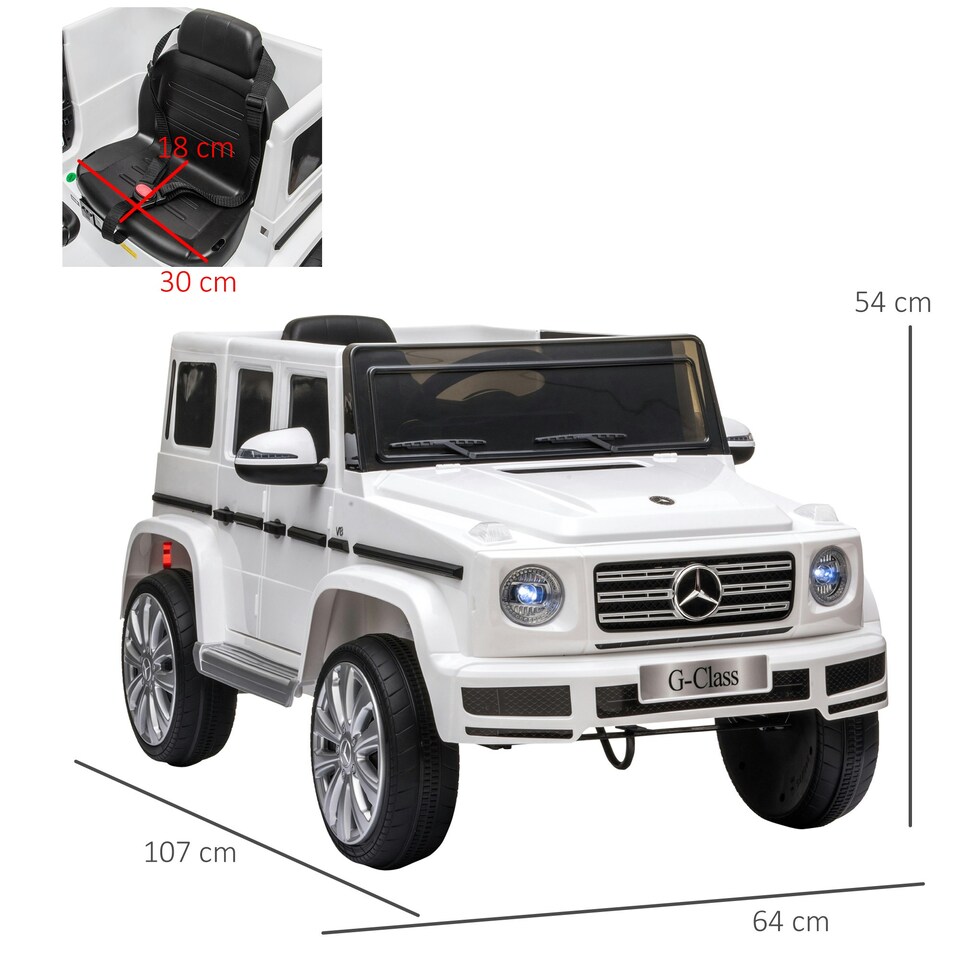 image 1 of HOMCOM Mercedes Benz G500 12V Kids Electric Ride On Car w/ Remote Control White