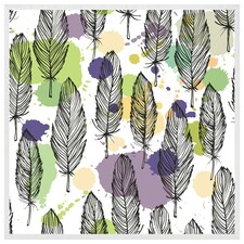 Spotted coloured feather pattern, background (Picture Frame) White | XS