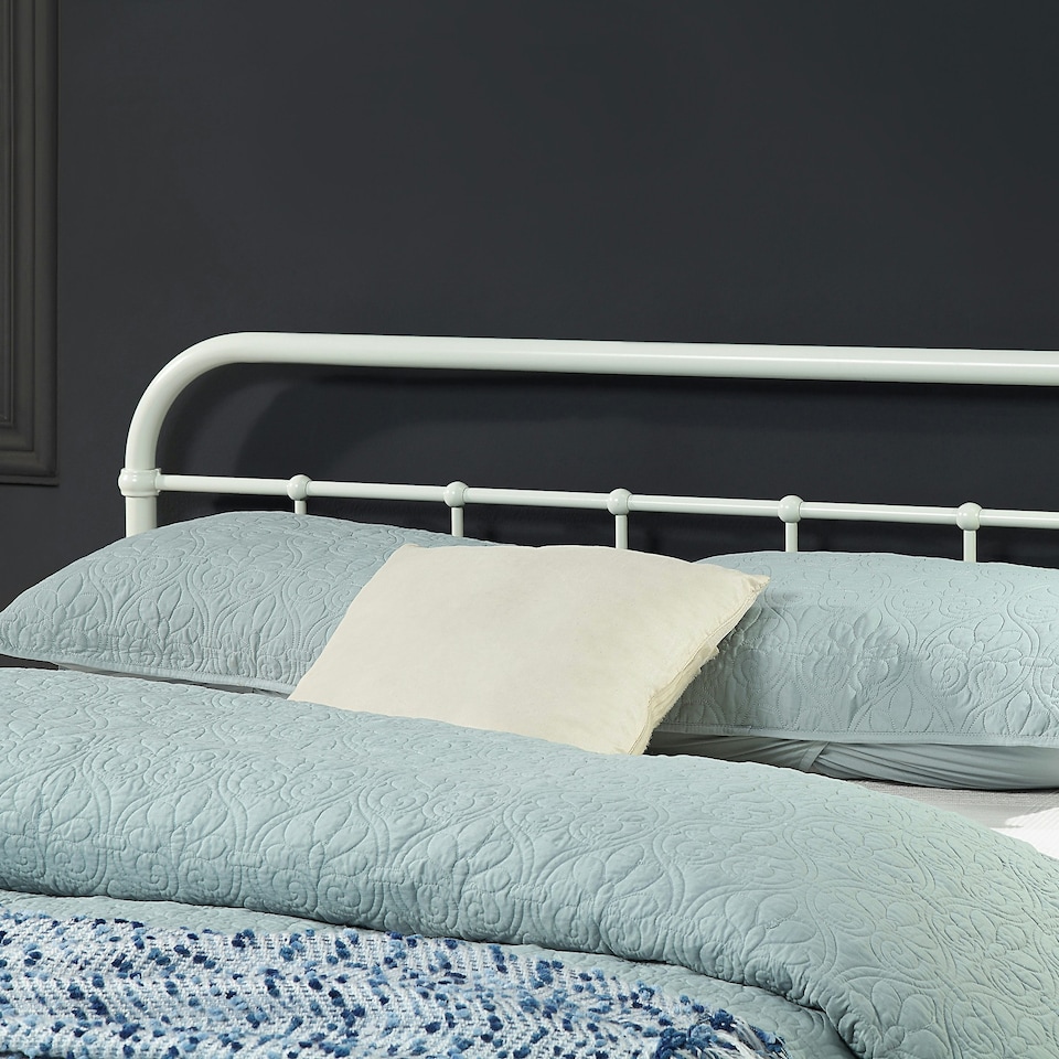 image 1 of Tewin Vintage Hospital Style White Metal Bed Frame (King) | White | White | King