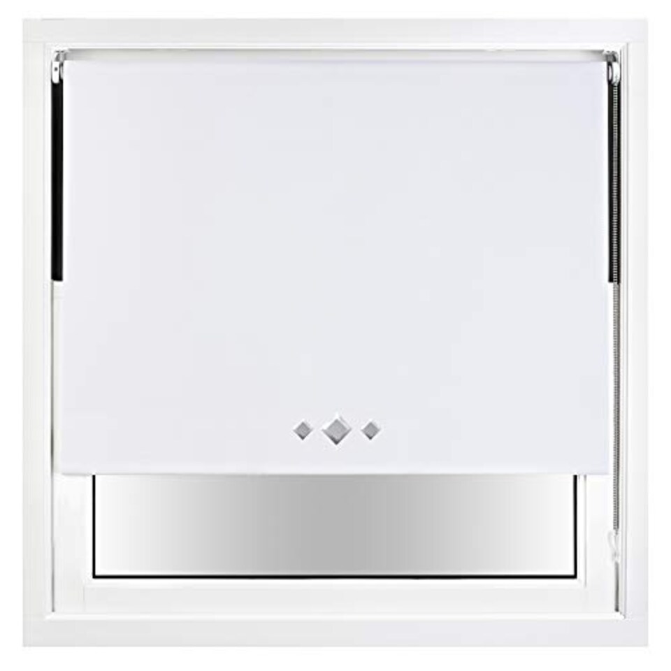image 1 of Blackout Roller Blind Diamond Eyelet | Metal Fittings | White | White