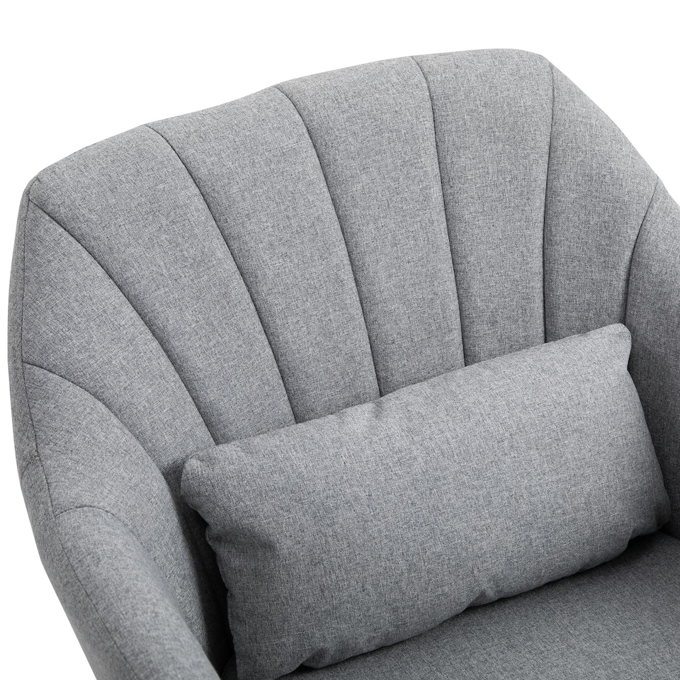 image 1 of HOMCOM Stylish Retro Linen Swivel Tub Chair Steel Frame Cushion Seat Light Grey