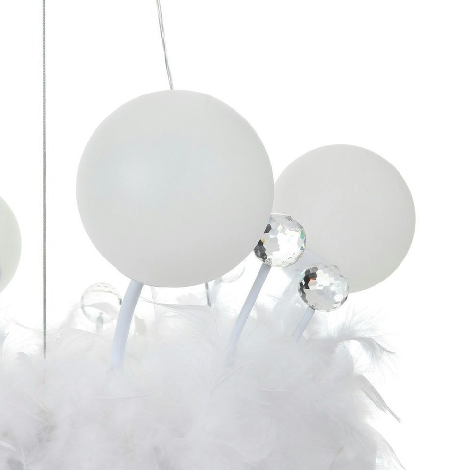 image 1 of Living and Home Feather LED Pendant Light with Crystal Balls