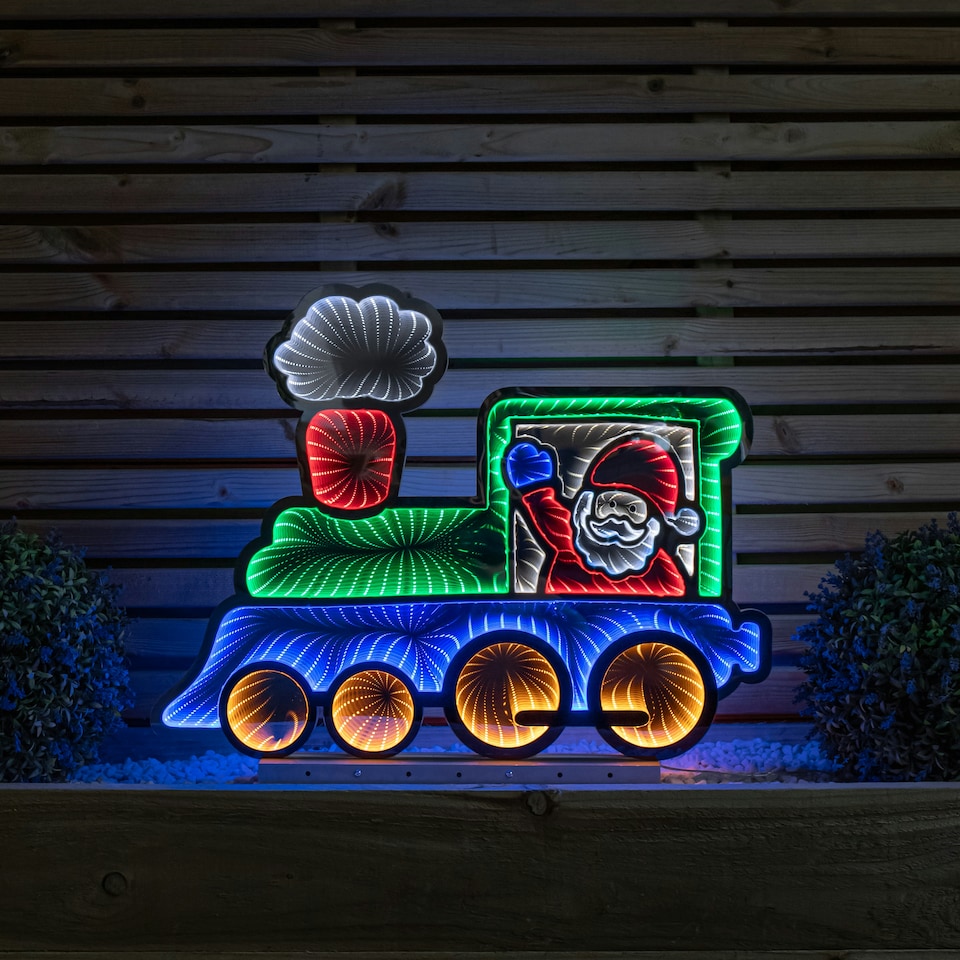 image 1 of 63cm Light up Christmas Train Infinity Decoration with Santa & LEDs