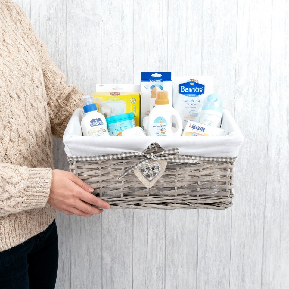 image 1 of Wickerfield Rectangular Wicker Storage Basket with Fabric Lining for Home Storage, Shelves & Gift Hampers