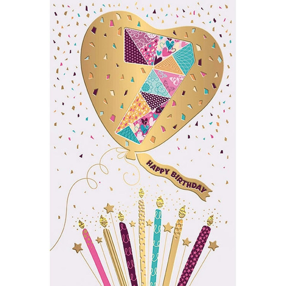 Words 'n' Wishes Traditional Age 7 Birthday Card for a Girl, Girls Birthday Card 7th Birthday, Multi-Coloured 21.7 x 14.4 cms