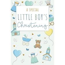 Words 'n' Wishes Traditional Christening Card for a Boy, Boys Card Christening, Multi-Coloured 20.3 x 13.9 cms