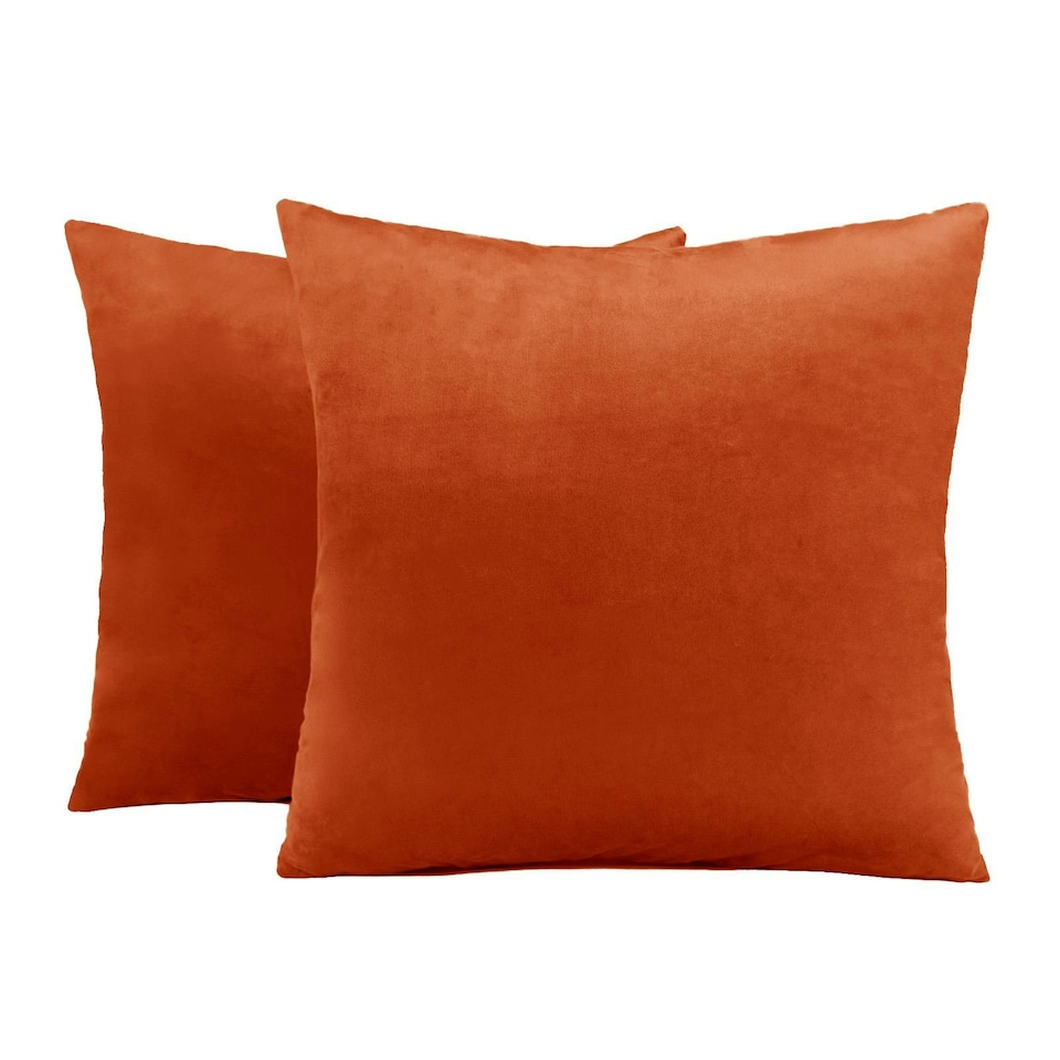 image 1 of OHS 2 x Soft Plain Matte Velvet Cushion Covers, 45x45cm - Rust