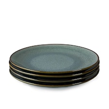 Scandi Home Set of Four Stavanger Blue 27cm Artisan Glaze Ceramic Dinner Plates Blue