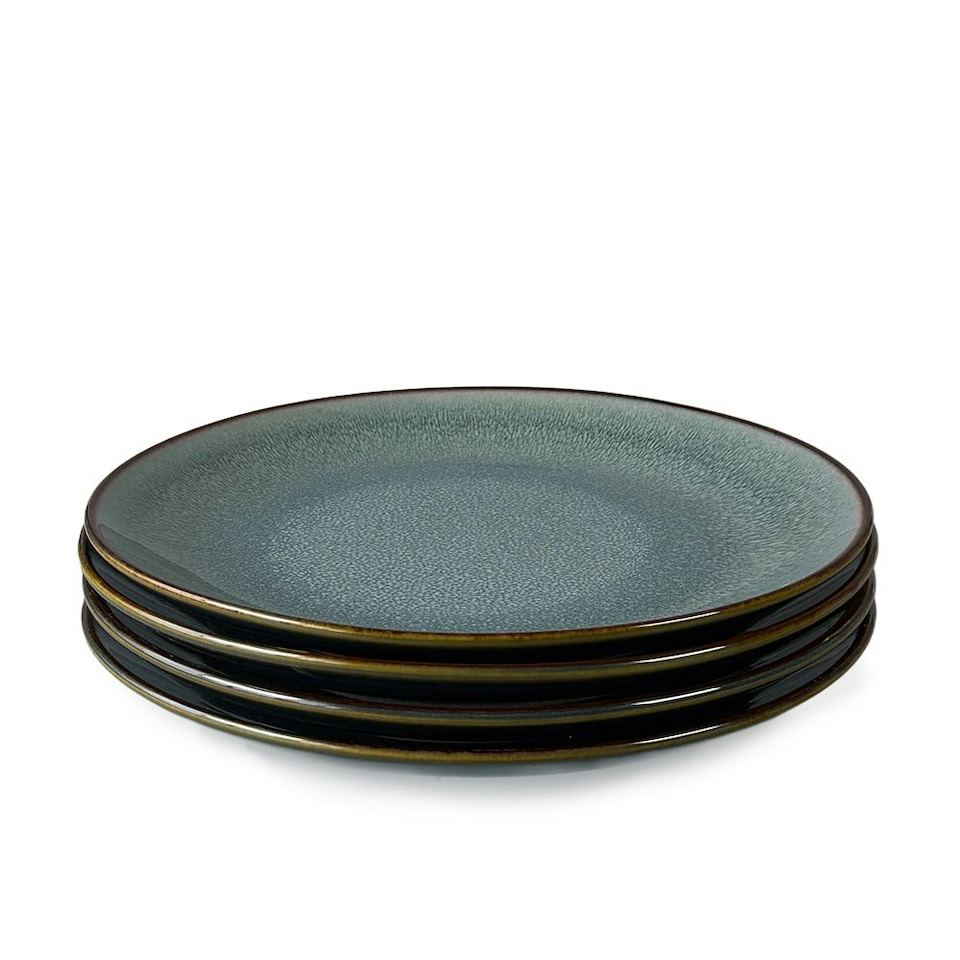 image 1 of Scandi Home Set of Four Stavanger Blue 27cm Artisan Glaze Ceramic Dinner Plates Blue