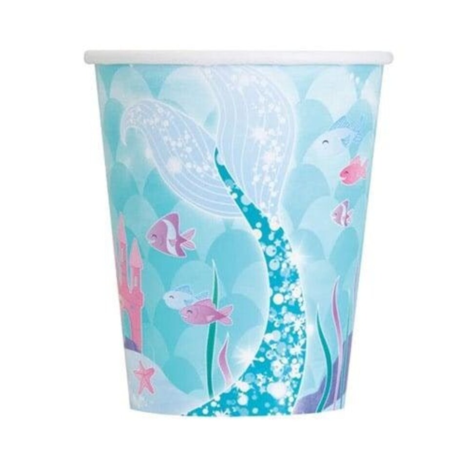 Mermaid Compostable Paper Cups 270ml - Pack of 8