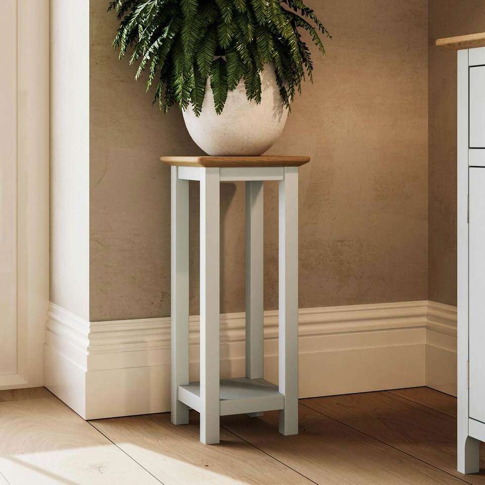 image 1 of Taberno Oak End Side Table Linen White White