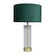 image 3 of ValueLights Clear Tube and Gold Metal Bedside Table Lamp with a Forest Green Velvet Shade