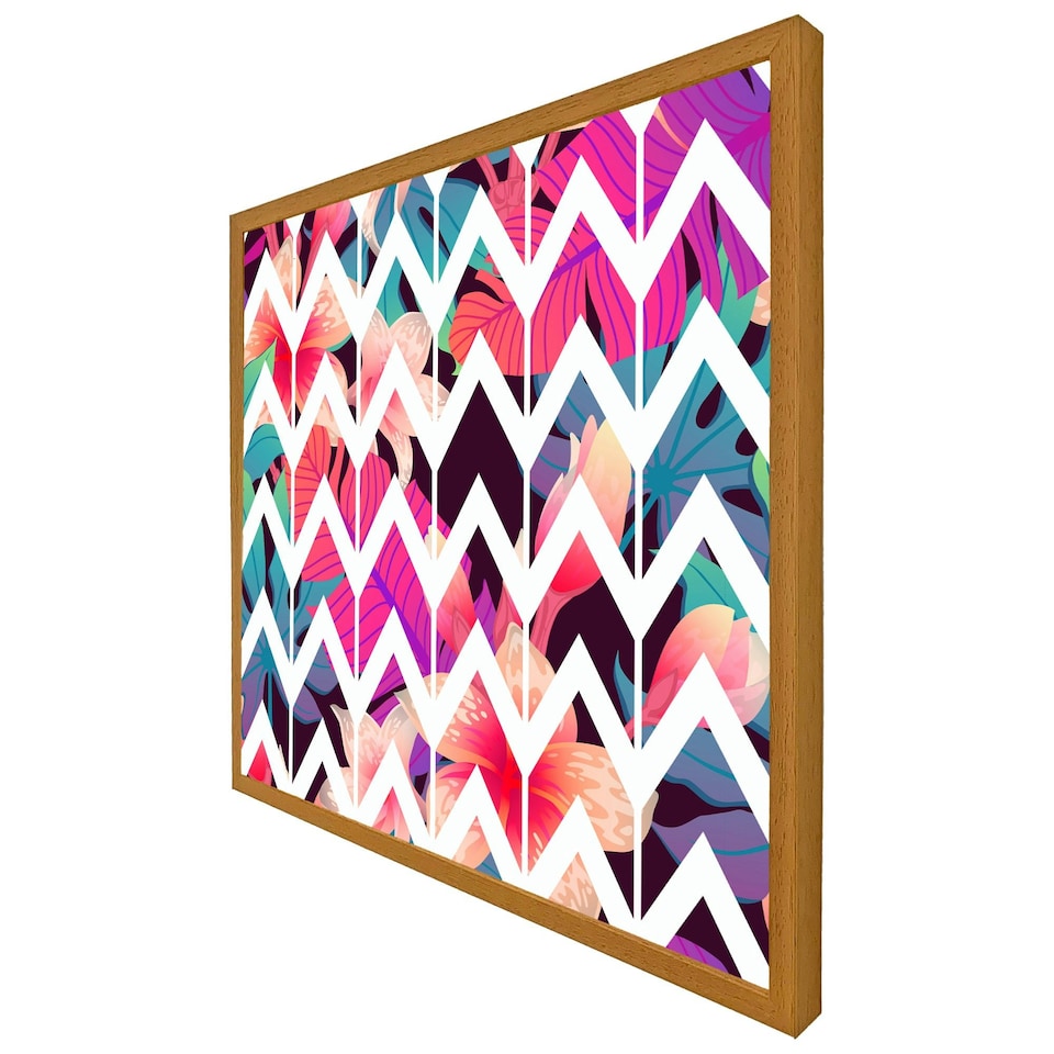 image 1 of Tropical geometric zig zags (Picture Frame) Grey | M