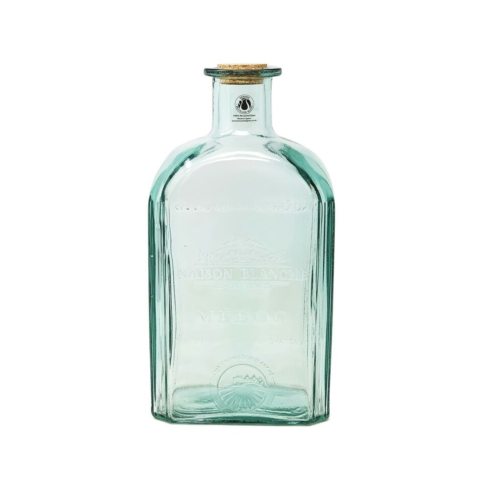 image 1 of Verano Spanish Ceramics Recycled Glass Large Bottle w/ Cork - 4.6L Clear | One Size
