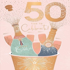 Words 'n' Wishes Traditional Age 50 Birthday Card for a Female, Friend 50th Birthday Card for Her, Multi-Coloured 23.5 x 16.5 cms