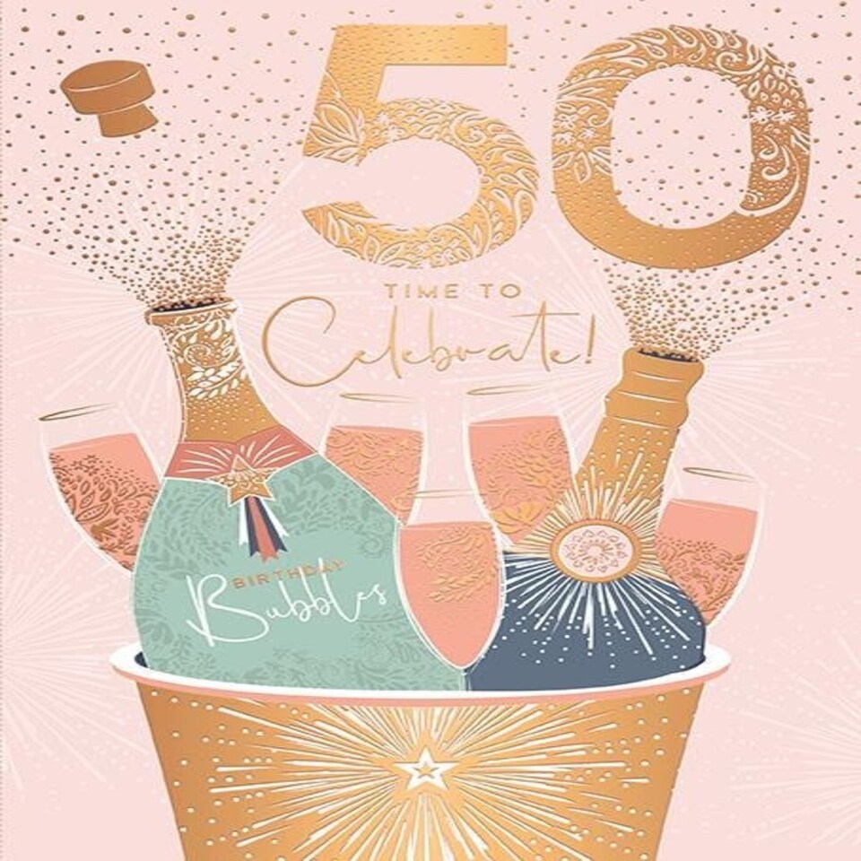 Words 'n' Wishes Traditional Age 50 Birthday Card for a Female, Friend 50th Birthday Card for Her, Multi-Coloured 23.5 x 16.5 cms