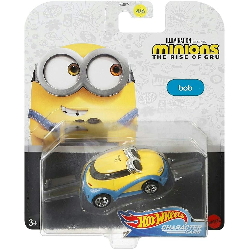 image 1 of Hot Wheels Minions Bob 1:64 Scale Die-Cast Character Car